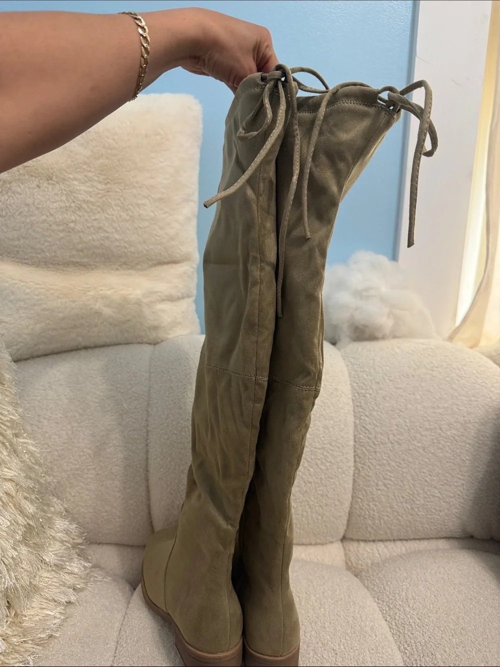 Journee Collection Olive Green Over-the-Knee Flat Boots